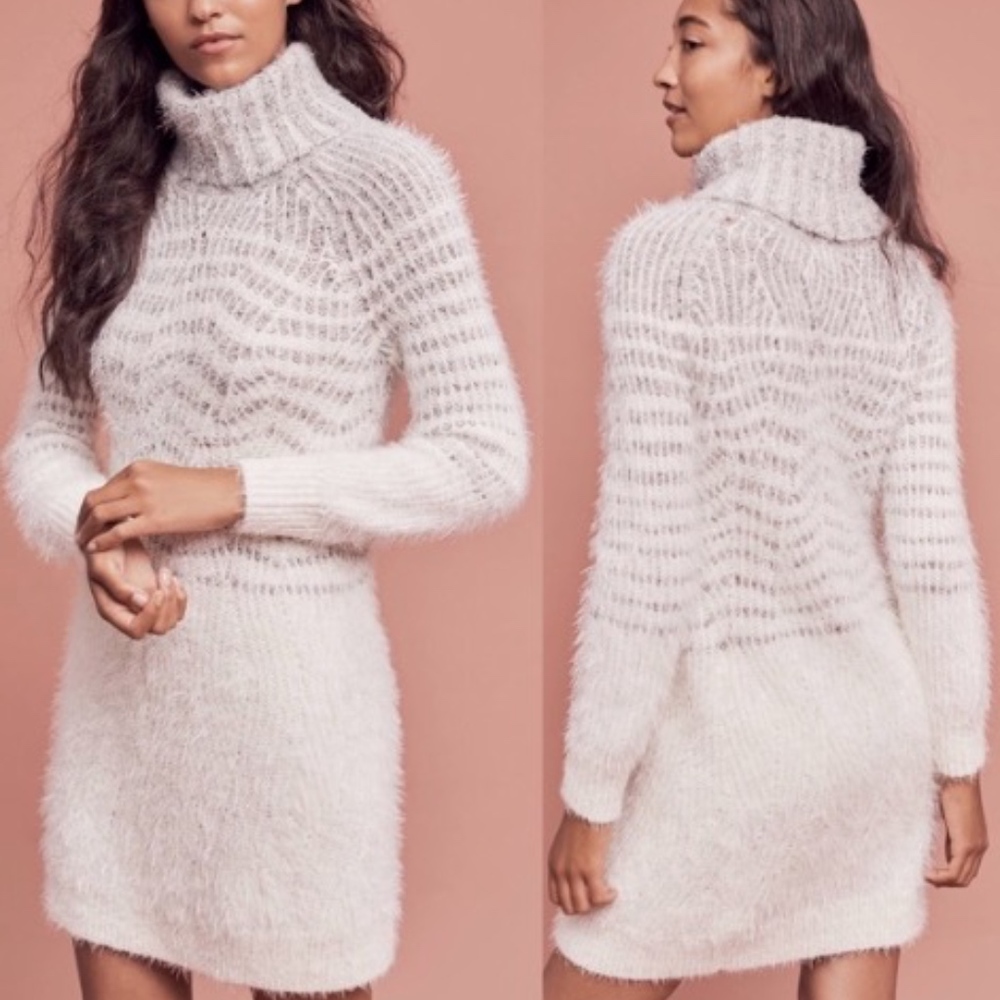 Anthro Sleeping On Snow Eyelash Sweater Dress XS